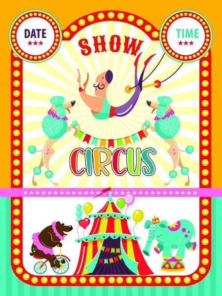 Καλλιτέχνης Τσίρκου Ζώα Τσίρκου Αφίσα Από Τσίρκο Διάνυσμα Κλιπ Ένας — Διανυσματικό Αρχείο