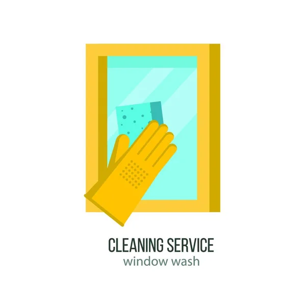 Serviço Limpeza Limpeza Profissional Janela Mão Luva Borracha Com Esponja — Vetor de Stock