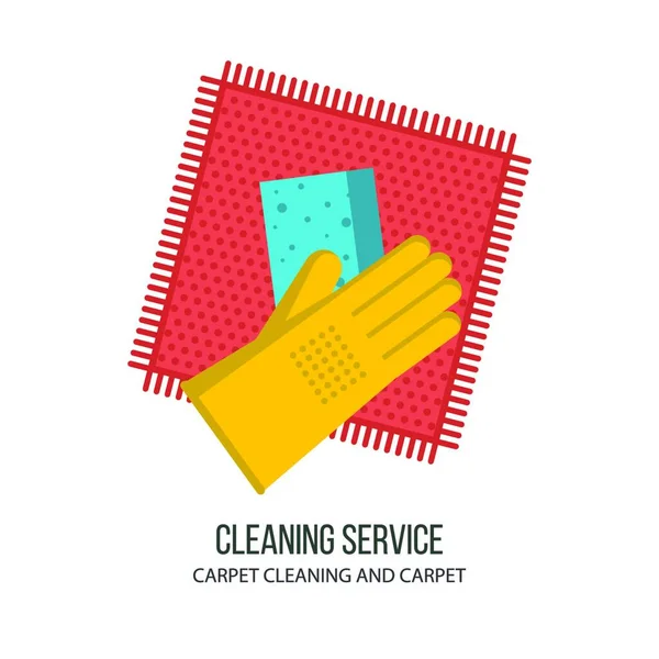 Serviço Limpeza Limpeza Carpetes Profissional Mão Uma Esponja Luva Borracha — Vetor de Stock