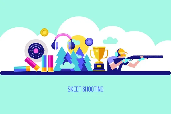 Shooting Skeet Elements Design Set Vector Elements Vector Illustration — Stock Vector