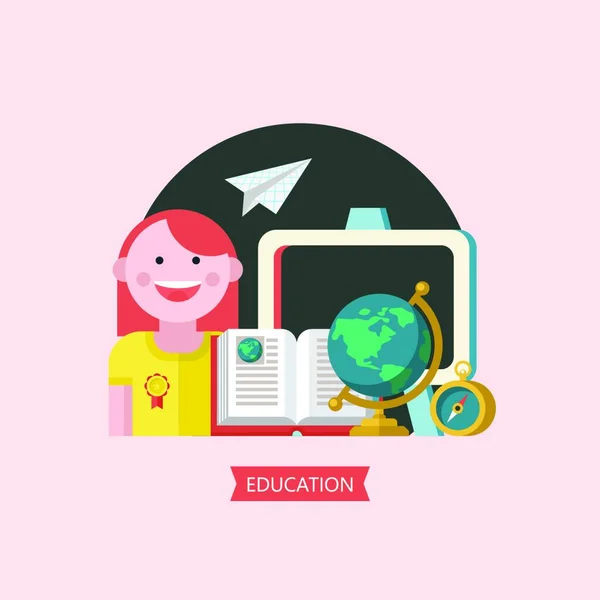 Eğitim Okul Vektör Amblemi Logo Vektör Eğitim Amblemi Okulun Logosu — Stok Vektör