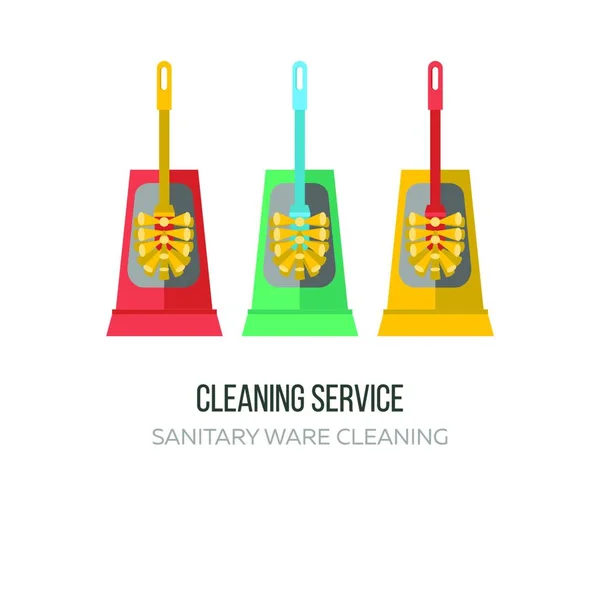 Serviço Limpeza Conjunto Escovas Vaso Sanitário Ilustração Vetorial Plana Isolado — Vetor de Stock