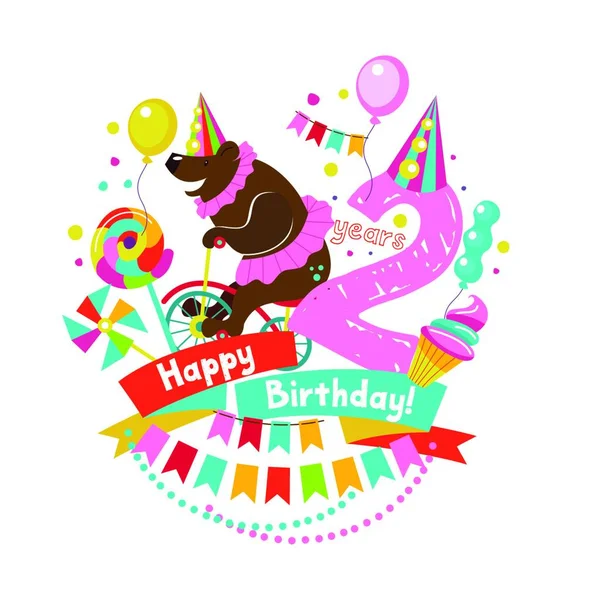 Feliz Cumpleaños Felicidades 2 Años 2 Meses Ilustración del Vector -  Ilustración de papel, regalo: 212905749