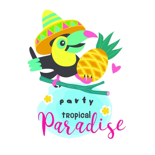 Una Fiesta Tropical Paradise Ilustración Vectorial Colorida Invitación Una Fiesta — Vector de stock