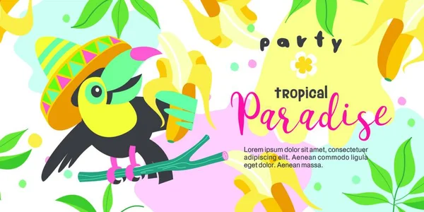 Uma Festa Tropical Paraíso Ilustração Vetorial Colorida Convite Para Uma — Vetor de Stock