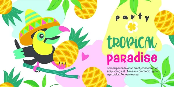 Tropikalna Rajska Impreza Kolorowa Ilustracja Wektorowa Zaproszenie Imprezę Ilustracja Tropikalnym — Wektor stockowy