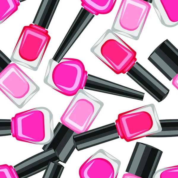 Modello Senza Cuciture Con Smalti Illustrazione Alla Moda Saloni Manicure — Vettoriale Stock