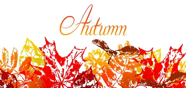 Фон Печатными Листьями Художественная Иллюстрация Осенней Листвы — стоковый вектор