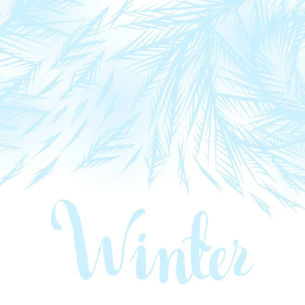Winter Frozen Window Background Ornament Ice Crystals Glass Winter Frozen — Stock Vector