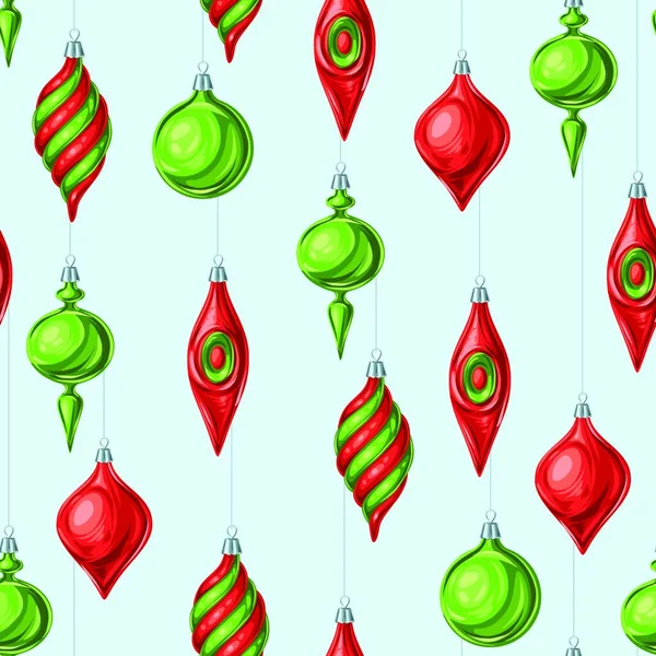 ボールでクリスマスのシームレスなパターン 木のための休日のヴィンテージ装飾 お祝いの背景に挨拶 ボールとクリスマスシームレスなパターン — ストックベクタ