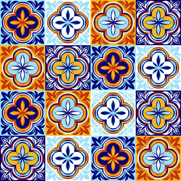 Tono Cerámica Italiana Ornamento Étnico Popular Talavera Mexicana Azulejo Portugués — Archivo Imágenes Vectoriales