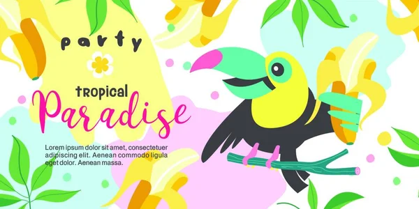 Uma Festa Tropical Paraíso Ilustração Vetorial Colorida Convite Uma Festa — Vetor de Stock