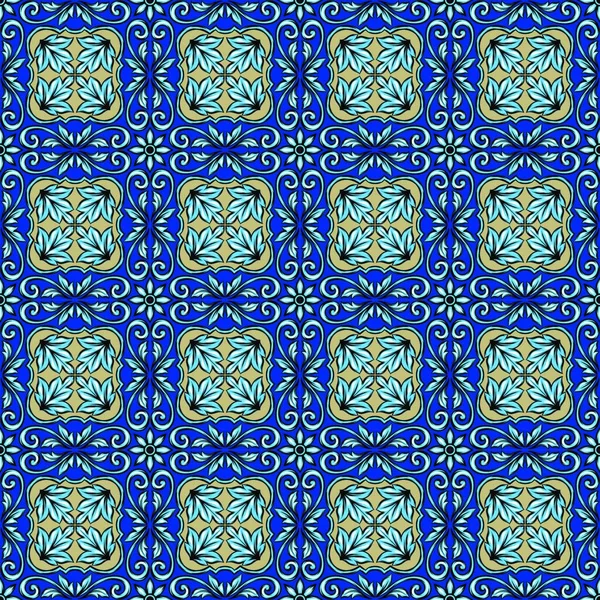 Португальський Азулехо Керамічний Візерунок Етнічний Народний Орнамент Середземноморський Традиційний Орнамент — стоковий вектор