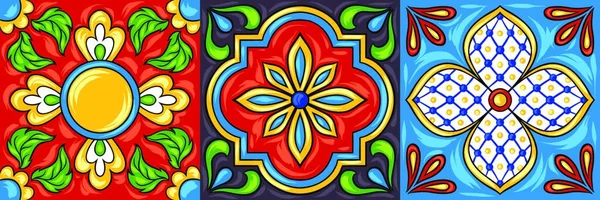 Mexikanische Talavera Keramikfliesen Ethnische Folklore Italienische Keramik Portugiesische Azulejo Oder — Stockvektor