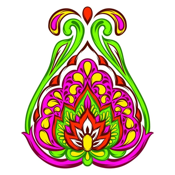 インドの民族装飾要素 民族の民族装飾品 手描かれた蓮の花 インド民族装飾要素 — ストックベクタ