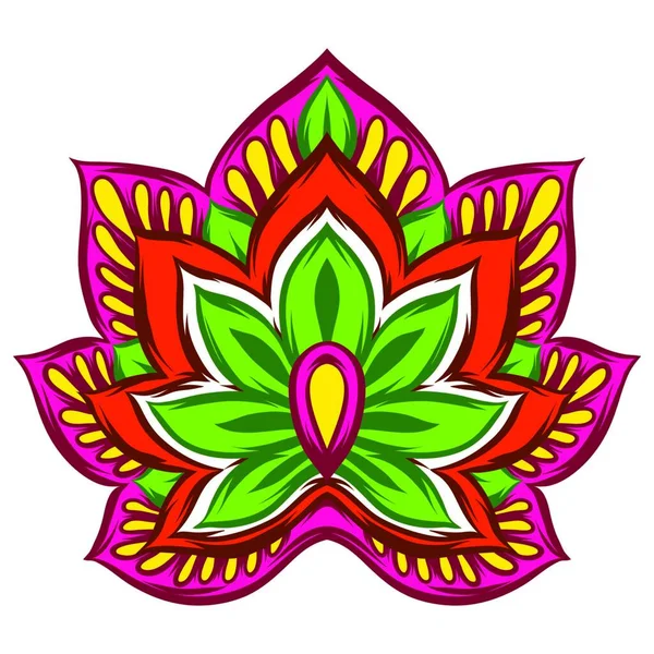 Indian Ethnic Decorative Element Ethnic Folk Ornament Hand Drawn Lotus — Stock Vector