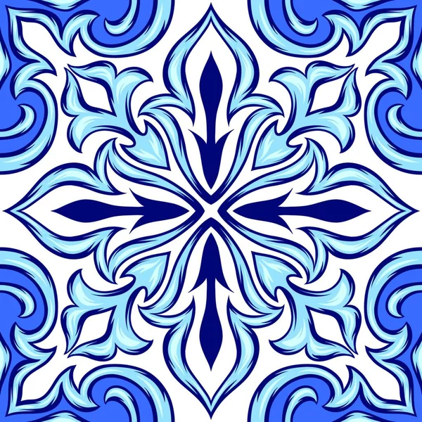 Carreaux Céramique Azulejo Portugais Ornement Folklorique Ethnique Ornement Traditionnel Méditerranéen — Image vectorielle