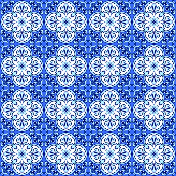 Tono Azulejo Portugués Cerámica Ornamento Étnico Popular Ornamento Tradicional Mediterráneo — Vector de stock