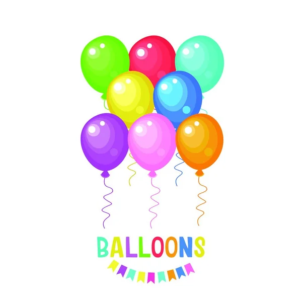 Çok Renkli Balonlar Renkli Balonlu Vektör Çizimi Farklı Renkler Şekiller — Stok Vektör