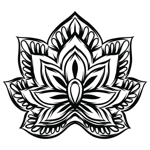 Elemento Decorativo Étnico Indiano Enfeite Folclórico Étnico Flor Lótus Desenhada —  Vetores de Stock