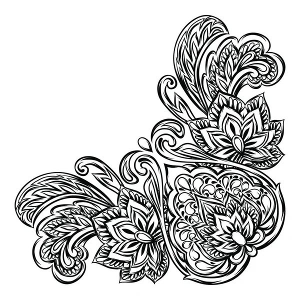 Elemento Decorativo Étnico Indio Ornamento Étnico Popular Hand Drawn Lotus — Archivo Imágenes Vectoriales