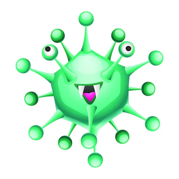 アデノウイルスイラスト 少し怒っている微生物やモンスター アデーノウイルスイラスト — ストックベクタ
