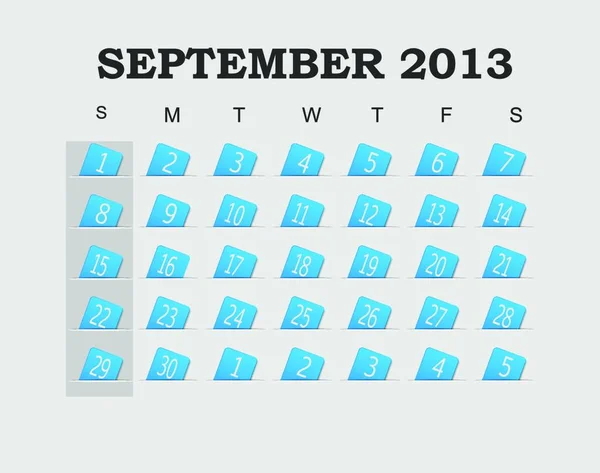 Vektorkalender 2013 Blau September Vektorillustration Eps — Stockvektor