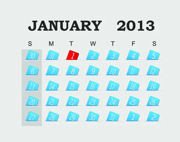 Ημερολόγιο Διάνυσμα 2013 Μπλε Ιανουάριος Εικονογράφηση Διανύσματος Eps — Διανυσματικό Αρχείο