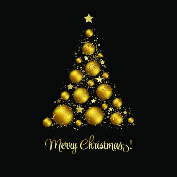 Vector Elegante Árbol Navidad Con Baubles Oro Por Noche Elegante — Archivo Imágenes Vectoriales