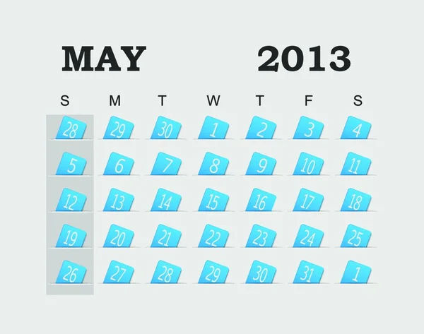 Kalendarz Wektorowy 2013 Niebieski Maju Ilustracja Wektora Eps — Wektor stockowy