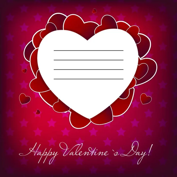 Happy Valentines Day Card Heart Vector Illustration — Stock Vector