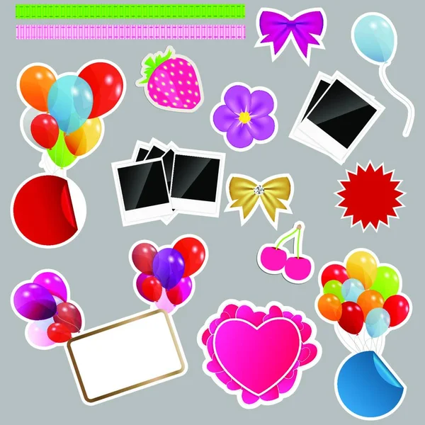 Set Scrapbook Elements Vector Illustration — Stock Vector