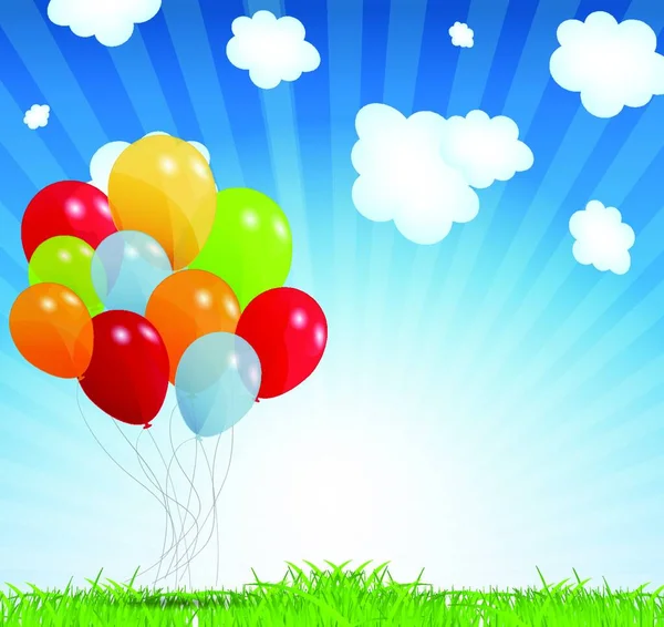 一组彩色气球 矢量插图 Eps — 图库矢量图片