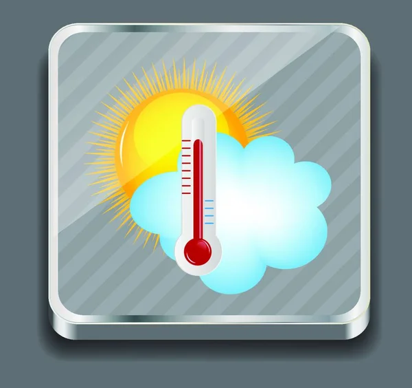 Іконки Погоди Сонцем Хмарою Термометром — стоковий вектор
