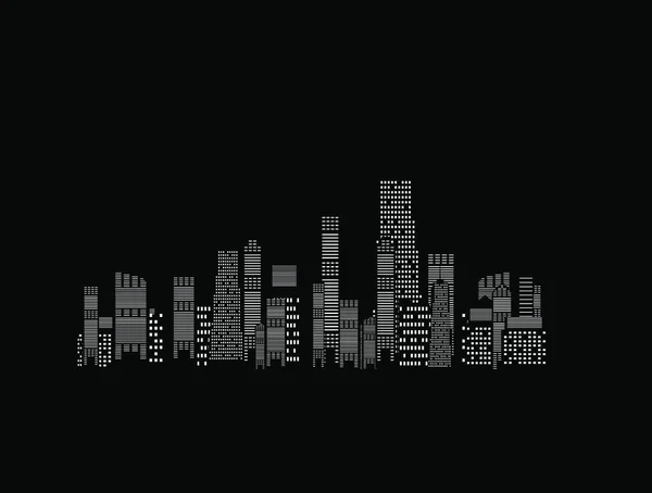 Illustration Vectorielle Silhouette Des Villes Sur Fond Noir — Image vectorielle