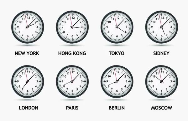 Fuso Horário Ilustração Vetorial Mundial —  Vetores de Stock