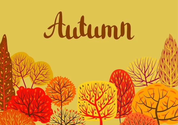 Background Autumn Stylized Trees Landscape Seasonal Illustration Background Autumn Stylized — Stock Vector