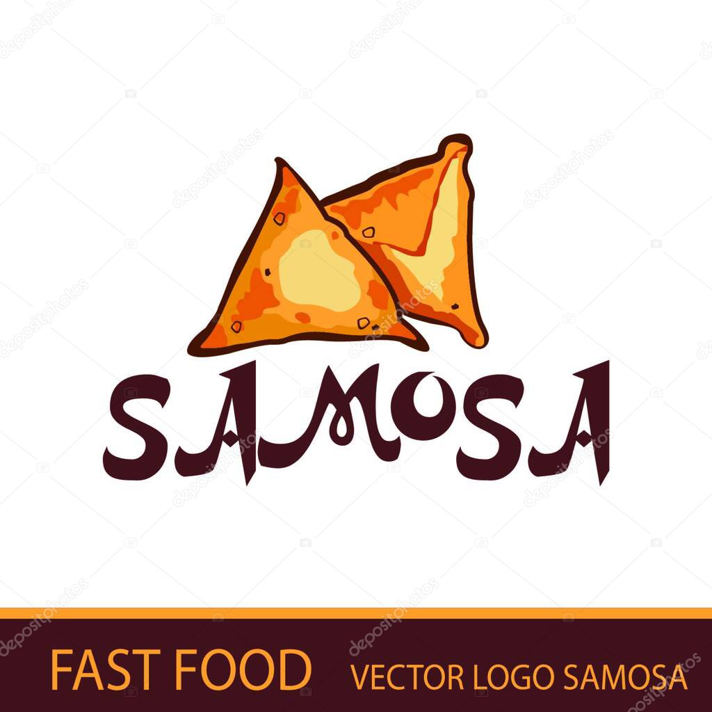 The samosa. fast food. Vector logo.