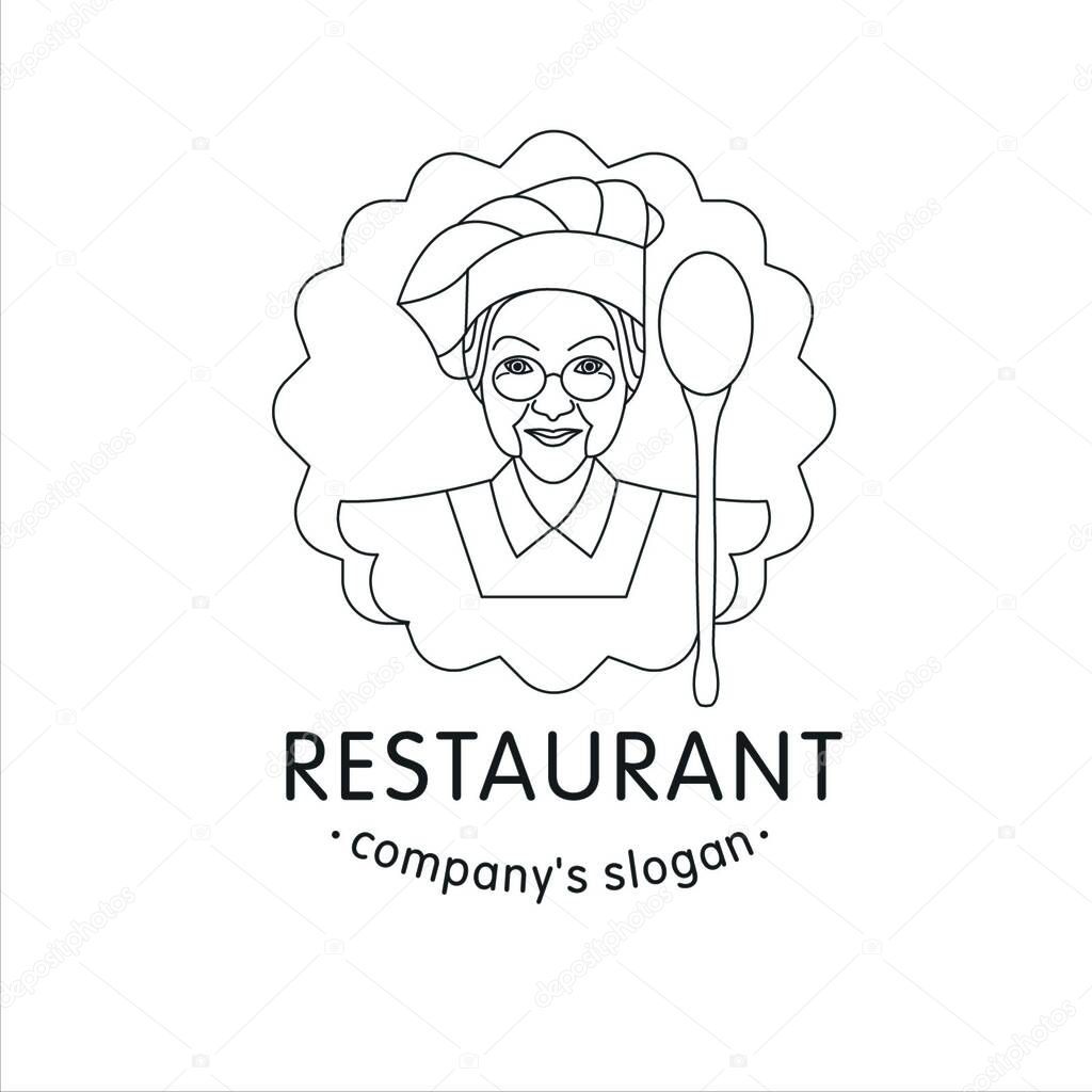 Restaurant, cafe. Monochrome vector logo.