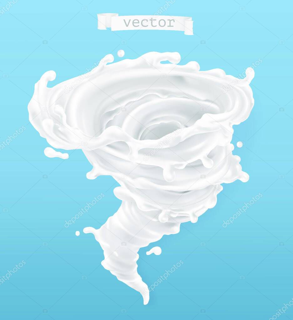 Milk tornado. 3d realistic vector