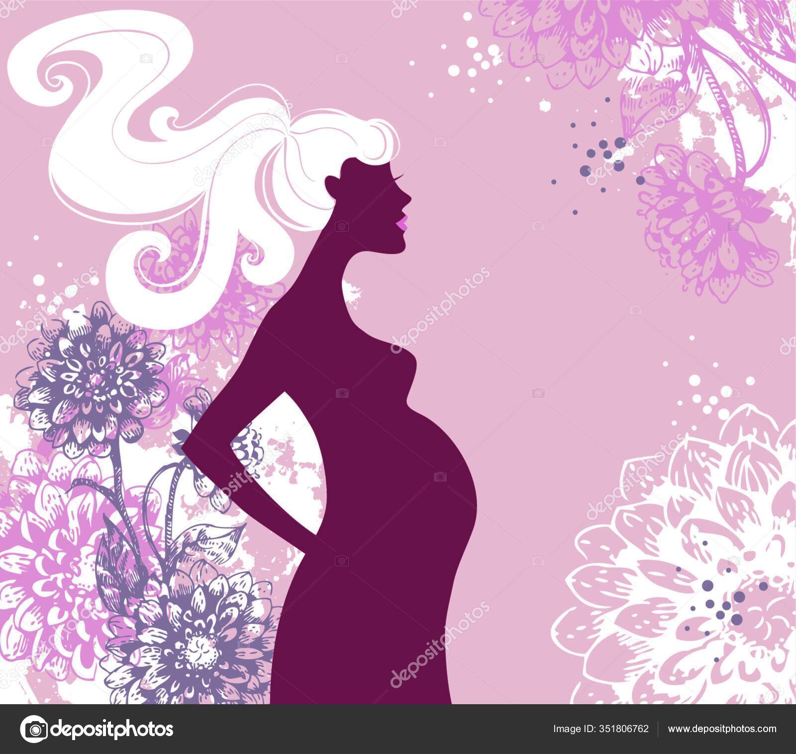Embarazada con flores imágenes de stock de arte vectorial | Depositphotos Embarazada con flores imágenes de stock de arte vectorial | Depositphotos