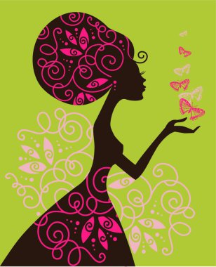 Beautiful girl with butterfly clipart