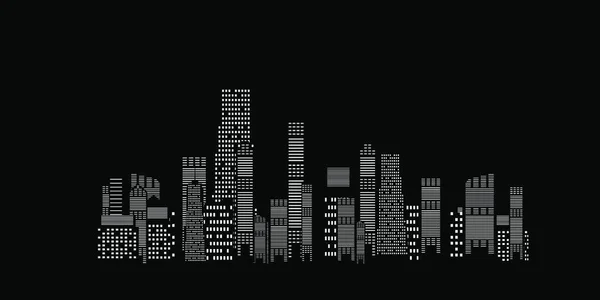 Illustration Vectorielle Silhouette Des Villes Sur Fond Noir — Image vectorielle