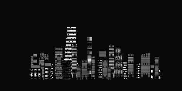 Ilustración Vectorial Silueta Las Ciudades Sobre Fondo Negro — Archivo Imágenes Vectoriales