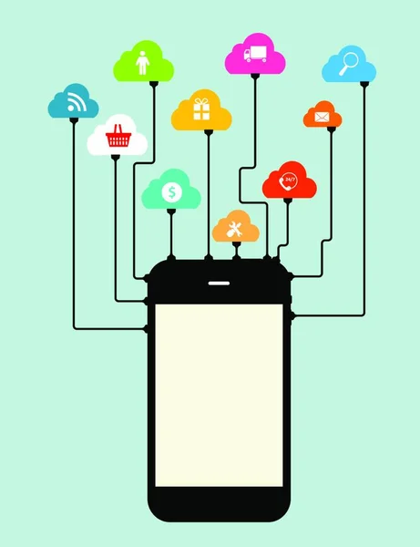 Cloud Computing Concept Different Electronic Devices Vector Illustration — Stock Vector