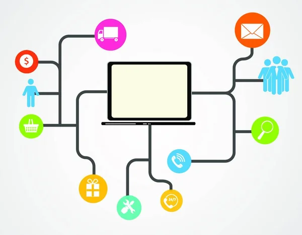 Concetto Cloud Computing Diversi Dispositivi Elettronici Illustrazione Vettoriale — Vettoriale Stock