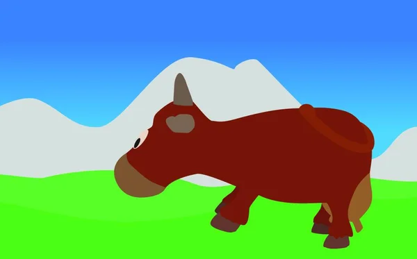 Cow Walks Eats Grass Illustration Vectorielle — Image vectorielle