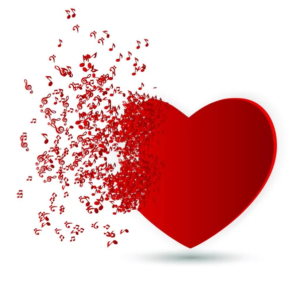 用音符的心的快乐情人节卡片 矢量图 — 图库矢量图片