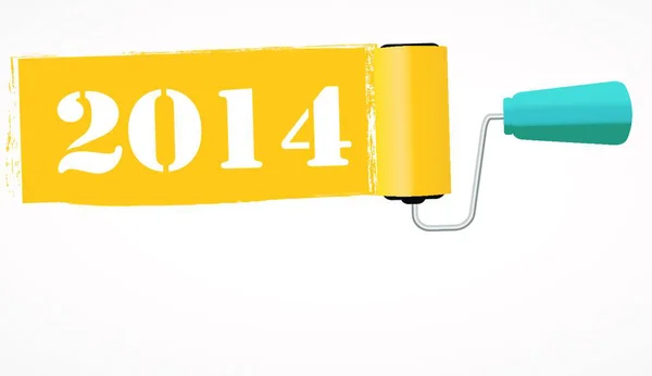 Paint Roll 2014 Nový Rok Pozadí Vektorové Ilustrace — Stockový vektor