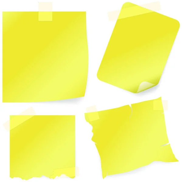 Sticky Yellow Notes Tape Colored Illustration Vector — 스톡 벡터